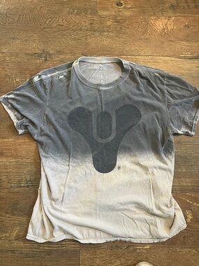 Dip-Dye Gray and Creme Bungie “Destiny Logo” Short Sleeve Shirt